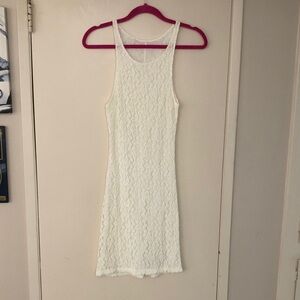 Ivory Lace Dress! Sleeveless! Lots of stretch! made in Italy! M